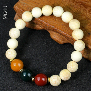 Bamboo Wood Bead <b>Bracelet</b> 22mm Round Ethnic Style Unisex Religious Jewelry Hangzhou Crafted JSZ - Product Image 1