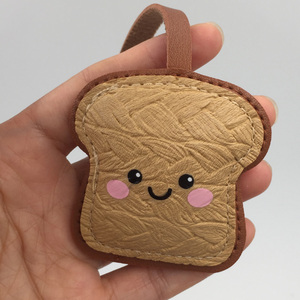 Mini Cute Bread PU Leather Keychain Lanyard Keychain Wholesale Gift Keychain for Bag Pendant Decoration