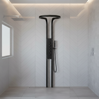 Nouvelle conception de robinet de douche thermostatique à 4 poignées avec noyau de valve en céramique, système de douche à jet pause