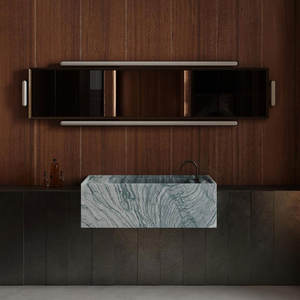 Lavabo de salle de bain d'hôtel en marbre vert personnalisé HZX Design de vanité de lavabo en marbre de décoration - Product Image 2