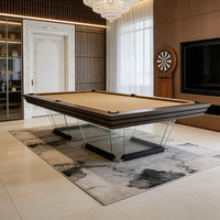 Table de billard moderne de luxe de 9 pieds avec pieds en verre et cadre en bois massif - Table de billard de haute qualité pour usage domestique et commercial