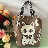 Sac fourre-tout en polyester moyen avec fermoir magnétique Ins Knot et logo Kt Cat, idéal pour le printemps, l'automne, les voyages et les trajets quotidiens