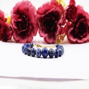 High Quality Classic Style Gold Plated Natural Lapis Lazuli Beaded <b>Adjustable</b> <b>Bracelet</b> for Anniversary Gift Jewelry Making - Product Image 1