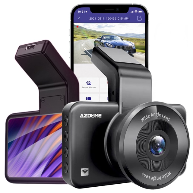 AZDOME M17 Pro Dash Cam Wi-Fi with 3 Inches IPS 1296P Car Camera Night Vision Front and Rear Camera hd Video Recorder
