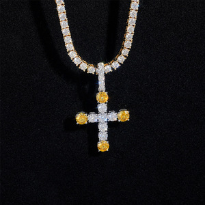สร้อยคอจี้กากบาทเคลือบทอง18K ลายฮิปฮอปเย็นออกแบบได้ตามต้องการ - Product Image 1