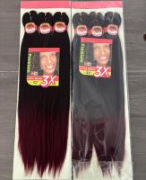 Offre Spéciale : Lot de 3 Mèches de Cheveux Synthétiques Pré-étirées EZ pour Tresses Africaines, Extensions Ombrées Yaki Faciles à Tresser