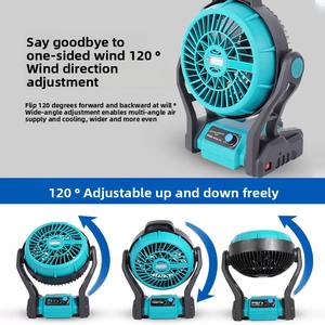 พัดลมตั้งแคมป์ ลิเธียม มอเตอร์ไร้แปรงถ่าน ดิจิตอล หมุนได้ 360 องศา ติดตั้งบนโต๊ะ DIY ใช้ในอุตสาหกรรม ภายนอกบ้าน และในครัวเรือน - Product Image 4