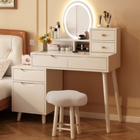 Coiffeuse de chambre en bois massif avec miroir et tiroirs, design simple, prix de gros abordable