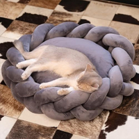 Lit pour chat en tissu pour chats d'intérieur, lit pour animaux de compagnie mignon avec coussin lavable, lit moelleux pour chat pour petit chien