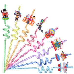 Nouveauté LAIMAI Pailles réutilisables en PETG de qualité alimentaire à impression numérique, motif dessin animé 'Circus Party' pour les célébrations festives et les jeux - Product Image 1