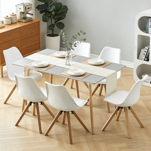 Chaise de salle à manger moderne en PP blanc avec pieds en bois de hêtre naturel, style scandinave, design minimaliste pour la maison, le café et le bureau - Product Image 2