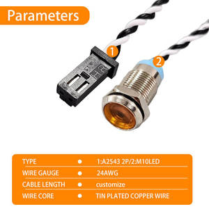 A2543 2PIN Mini Small Panel Mount signal Lamp Waterproof Equipment Metal Yellow <b>LED</b> Indicator <b>Light</b> <b>Wire</b> Harness - Product Image 3