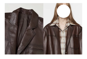 Giacca di pelle da donna originale personalizzata giacca di pelle d'agnello giacca di pelle minimalista giacca di pelle Varsity da donna - Product Image 5