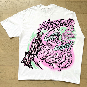 เสื้อยืดเซ็ตฤดูร้อนสไตล์ลำลองระบายอากาศได้ดี รุ่น Stock NFC Hell Star ทรงโอเวอร์ไซส์ สตรีทแวร์ฮิปฮอป ลุควินเทจทำสีซีดแบบย้อนยุค ผ้าฝ้ายถัก - Product Image 1