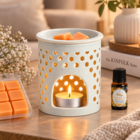 Brûleur d'huiles essentielles en céramique, chauffe-cire creux pour bougies chauffe-plat avec plateau amovible, diffuseur d'arômes, décoration d'intérieur