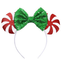 Jiamu Noël Souris Oreille Sequin Bandeau Pour Femmes Filles Arbre De Noël Père Noël Accessoires De Cheveux Pour La Fête En Gros