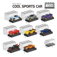 Mini jouet de construction avec vitrine en acrylique, voiture miniature à assembler soi-même, collectionnable, pour enfants, cadeau promotionnel en gros