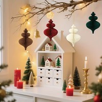 Umiss Décorations de Noël Écologiques : Lanternes et Boules en Papier pour Arbre de Noël, Ornements Artisanaux avec Aimant pour la Maison