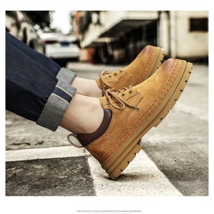 Bottes de travail pour hommes, Nouveautés Printemps 2026, Bottes basses jaunes de haute qualité en cuir de porc première couche, Chaussures décontractées rétro à semelle épaisse - Product Image 2