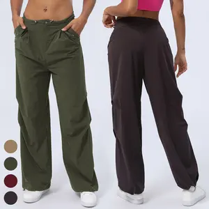 Pantalones deportivos de secado rápido a la moda, ropa de mujer personalizada, Pantalones rectos holgados, pantalones Cargo informales de cintura alta, Pantalones de mujer