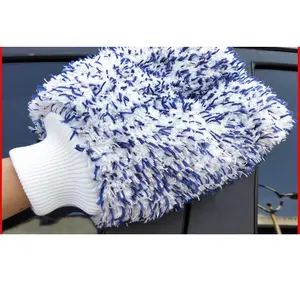 wholesale high quality car detailing wash cleaning thick plush soft microfiber mitt gloves