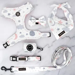 Custom Logo Neoprene Dog Harness Set Custom Pet Dog Collar And Leash Harness Set Pet Collars Leashes Harnesses