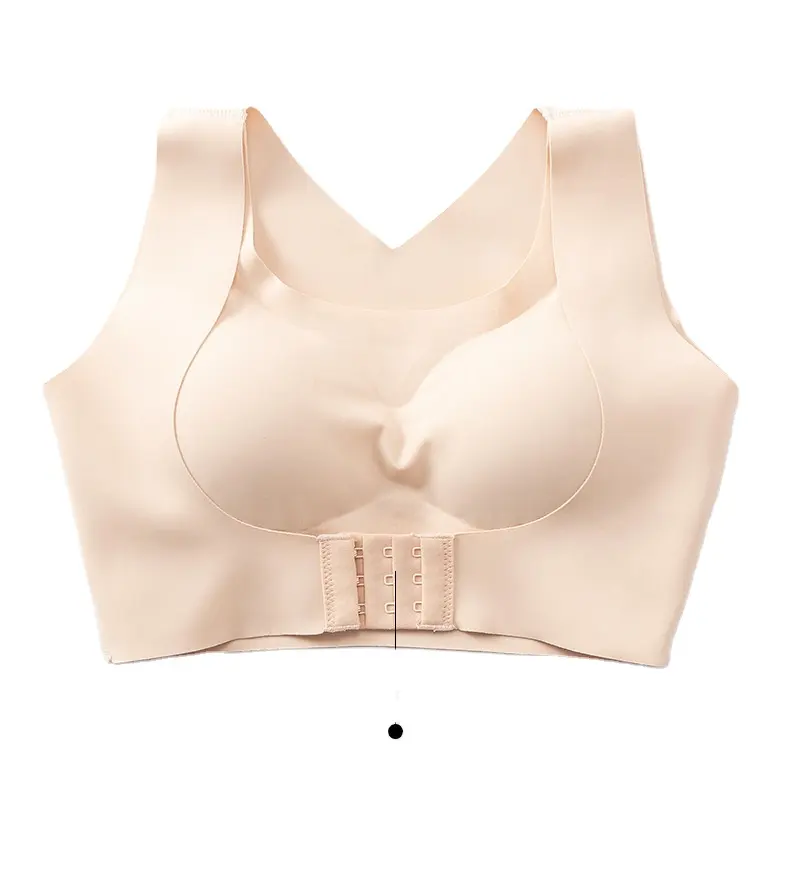New Fashion No Traces Women Comfortable Wire Free Breathable Soft Front Cross Lift Boobs Bra
