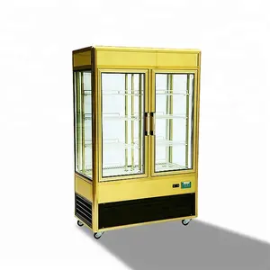 Chất lượng cao thường vụ tầng 4 Side Glass thương mại xoay bánh hiển thị tủ lạnh Cooler