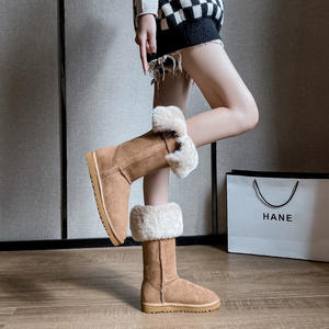 YL7423 Botas de nieve marrones de dos vías a media pantorrilla para mujer Zapatos de algodón cálidos de invierno de gran tamaño de suela gruesa con tops altos - Product Image 5