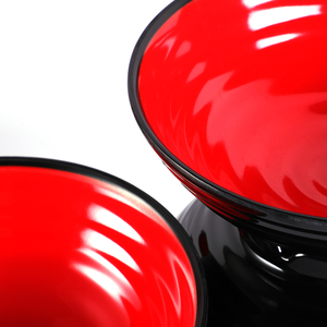 Set di 48 grandi ciotole di cereali con zuppa di melamina e cucchiai di 7.7 Dia rosso e nero "X H 2.8" pollici 35 once - Product Image 2