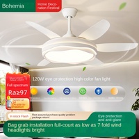 Ventilateur de plafond LED moderne 2026 Cream Wind Flower, grande taille, avec moteur DC intégré, protection oculaire et télécommande