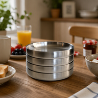 Assiette à logo personnalisé en acier inoxydable SS304 pour restaurant, hôtel, bol rond pour dîner, plateau de service alimentaire en acier inoxydable