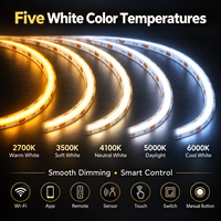 Bande LED COB 24V, blanc réglable 2300-5800K, éclairage circadien centré sur l'humain, IP33, intérieur, dimmable