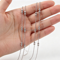 Chaîne plate en acier inoxydable avec maillons en O soudés et 2 perles rondes de 3 mm, chaîne de bijoux DIY pour pendentif