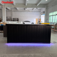 Comptoir de bar noir en surface solide avec éclairage LED RGB pour la maison, la cuisine, l'hôtel et le restaurant - Vente flash