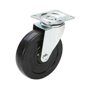 Lightweight 4 Inch Rubber <b>Caster</b> 100mm Diameter Swivel <b>Wheel</b> Flat Bottom Supermarket Trolley Accessory - Product Image 4