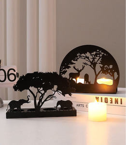 Artisanat Métallique Créatif Animaux : Bougeoirs et Ornements Éléphant, Élan, Girafe – Décoration Maison, Cadeaux d'Art de Noël - Product Image 5