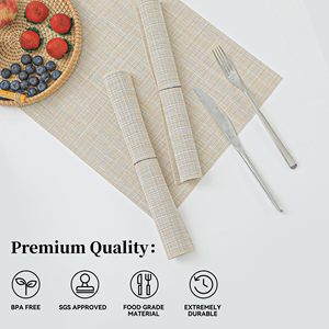 Set de table tissé en PVC <span class=keywords><strong>beige</strong></span> Tgyw, résistant à la chaleur, antidérapant, lavable, durable, personnalisé, pour table à manger - Product Image 5