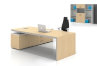Bureau de direction en L en bois pour projet de bureau commercial – Fabricant sur mesure