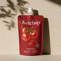 Imprimé personnalisé biodégradable écologique blanc rouge 150ml 250ml Sauce tomate ketchup alimentaire liquide jus boisson bière support bec