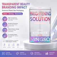 Boîte en plastique transparente pliable en PVC PET personnalisée, matériaux recyclés, logo personnalisé pour les cosmétiques, crème solaire, blush, crème pour les yeux