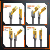 Kabel Pengisi Daya Universal TENOVA Factory 4 in 1 PD 65W Pengisian Cepat Multi USB Type-C Kabel Nilon Terjalin Paduan Seng OEM