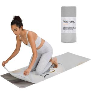 Custom Private Logo Mat Non Portable Anti Slip Printed <b>Microfiber</b> Yoga <b>Towel</b> - Product Image 2