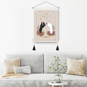 สีดําและสีขาวมนตรีดาราศาสตร์Mandala Tapestry Bohoสไตล์แขวนผนังผ้าดวงอาทิตย์ดวงจันทร์ไพ่ทาโรต์พิมพ์ทอเทคนิค - Product Image 5