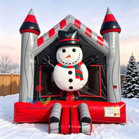 Château Gonflable Bonhomme de Neige - Aire de Jeu Hivernale - Maison de Saut pour Enfants - Fête de Noël et de Fin d'Année en Plein Air - Saison des Neiges