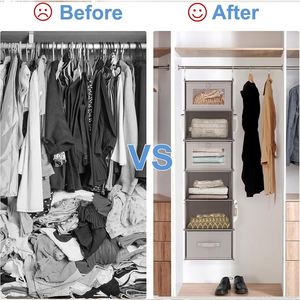 Hanging Drawer Organizer Closet Storage Frame Folder <b>Shelf</b> <b>Shelves</b> Folders <b>Hooks</b> Closets Cloth Compact - Product Image 3