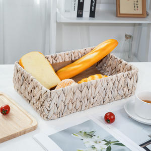 Panier de rangement rectangulaire en jacinthe d'eau tressée fait main Bobai, blanc, pour aliments, cosmétiques et bureau - Product Image 1