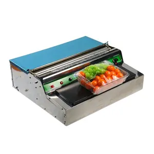 Máquina de envasado de frutas y verduras de venta directa de fábrica, máquina de envasado de envoltura de bandeja de alimentos con película adhesiva