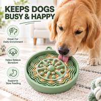 Bol interactif 3-en-1 en silicone pour chien, distributeur lent de nourriture, jouet d'enrichissement pour animaux avec tapis à lécher et gamelle à friandises, marque privée OEM