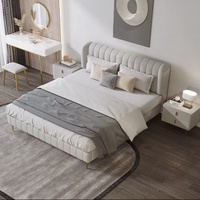 Lit double Zayshine en velours de luxe rétro français, modulaire, 1,5 à 1,8 mètres, grand format, pour chambre principale, hôtel, villa, appartement, lit moelleux